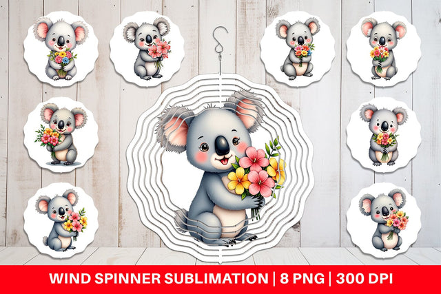 Wind Spinner Koala Spring Bouquet Sublimation artnoy 