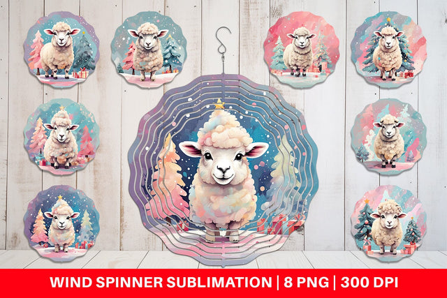 Wind Spinner Lamb Christmas Painting Sublimation artnoy 
