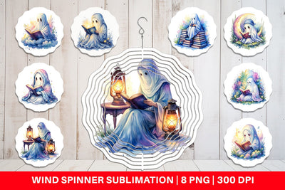 Wind Spinner Late Night Starry Reader Sublimation artnoy 