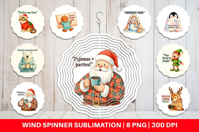 Wind Spinner Lazy Christmas Pajamas Sublimation artnoy 