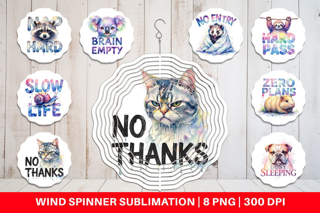 Wind Spinner Lazy Cute Animals Sublimation artnoy 