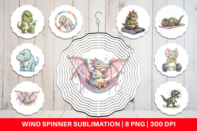 Wind Spinner Lazy Fitness Funny Dinosaur Sublimation artnoy 