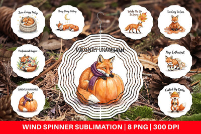 Wind Spinner Lazy Fox Cozy Hygge Watercolor Sublimation artnoy 