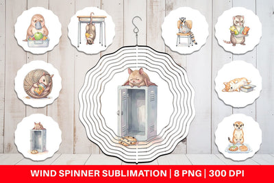Wind Spinner Lazy Lunch Hour School Animal Sublimation artnoy 