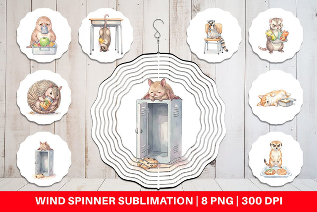 Wind Spinner Lazy Lunch Hour School Animal Sublimation artnoy 