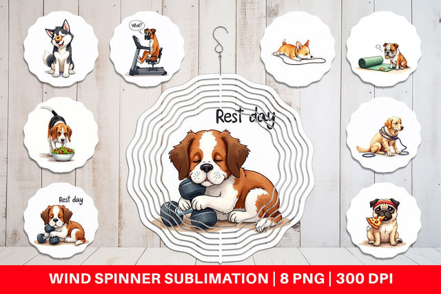 Wind Spinner Lazy & Proud Anti-Fitness Dog Sublimation artnoy 