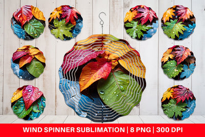 Wind Spinner Leaves with Water Drops Sublimation artnoy 