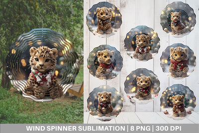 Wind Spinner Leopard Christmas Sublimation artnoy 
