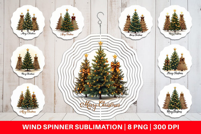 Wind Spinner Leopard Christmas Trees Sublimation artnoy 