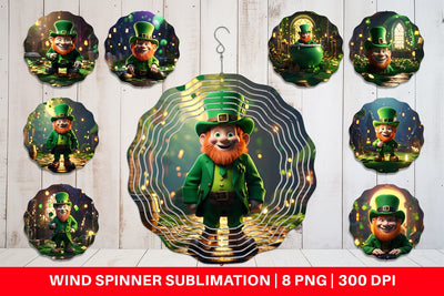 Wind Spinner Leprechaun Patrick's Day Sublimation artnoy 