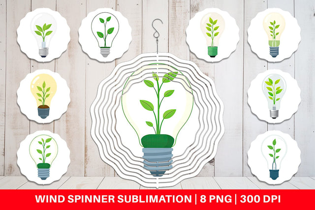 Wind Spinner Light Bulb with Plant Sublimation artnoy 