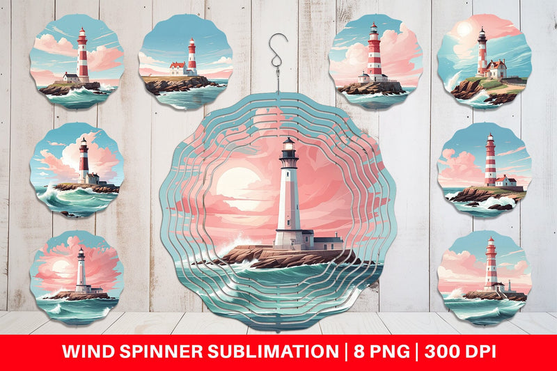 Wind Spinner Lighthouse Illustration Sublimation artnoy 