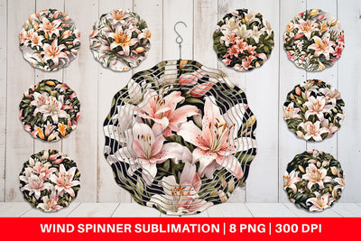 Wind Spinner Lily Pattern Sublimation artnoy 