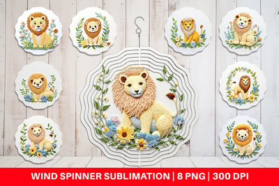 Wind Spinner Lion Embroidery Sublimation artnoy 