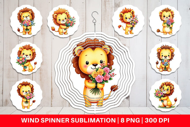 Wind Spinner Lion Spring Bouquet Sublimation artnoy 