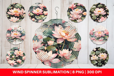 Wind Spinner Lotus Pattern Sublimation artnoy 