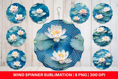 Wind Spinner Lotus Watercolor Pattern Sublimation artnoy 