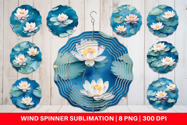 Wind Spinner Lotus Watercolor Pattern Sublimation artnoy 