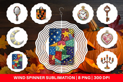 Wind Spinner Macabre Gothic Curio Patchwork Sublimation artnoy 