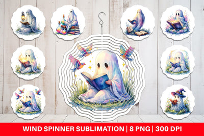 Wind Spinner Magical Spellbook Ghost Sublimation artnoy 