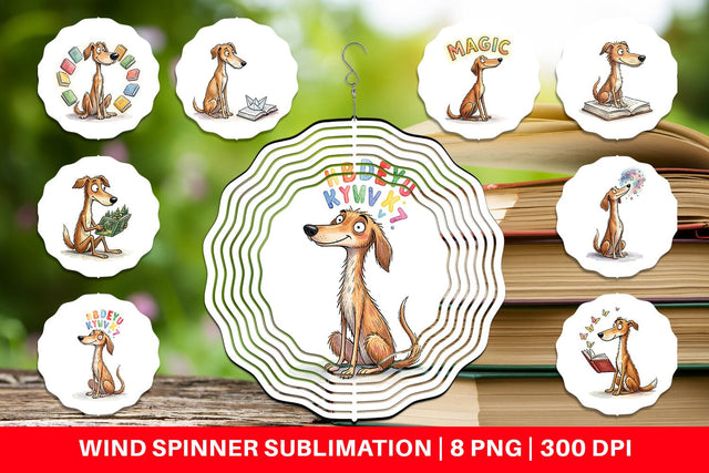 Wind Spinner Magical Storytime Dog Watercolor Sublimation artnoy 