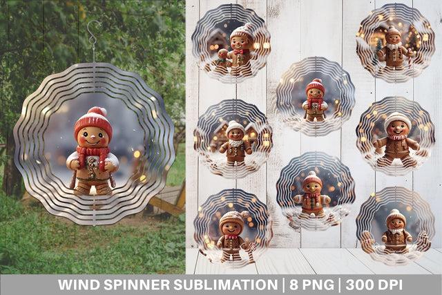 Wind Spinner Man Gingerbread Christmas Sublimation artnoy 