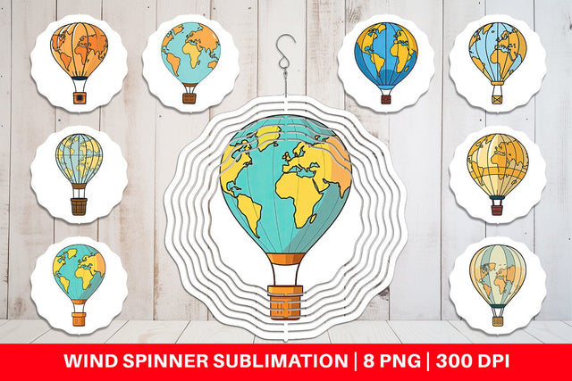 Wind Spinner Map Hot Air Balloon Sublimation artnoy 