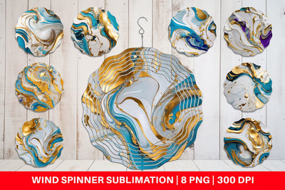 Wind Spinner Marble Liquid with gold Sublimation artnoy 