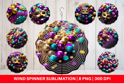 Wind Spinner Mardi Gras Glitter Sublimation artnoy 