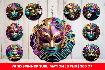 Wind Spinner Mardi Gras Masks Sublimation artnoy 