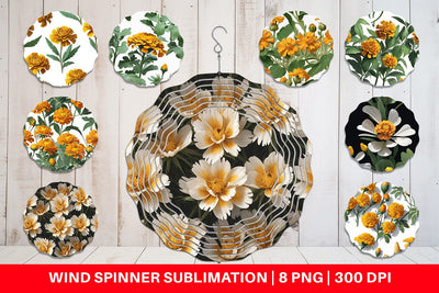 Wind Spinner Marigolds Pattern Sublimation artnoy 