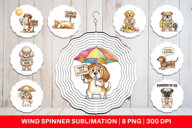 Wind Spinner Melting Summer Dog Sarcastic Watercolor Sublimation artnoy 