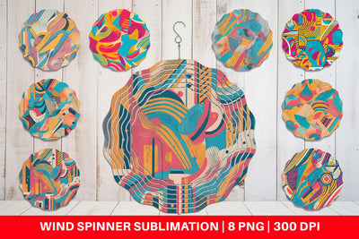 Wind Spinner Memphis Watercolor Sublimation artnoy 