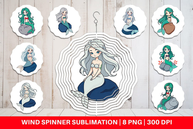 Wind Spinner Mermaid on Rock Sublimation artnoy 