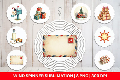 Wind Spinner Mid-Century Christmas Mail Retro Watercolor Sublimation artnoy 