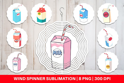 Wind Spinner Milk Box with Straw Sublimation artnoy 