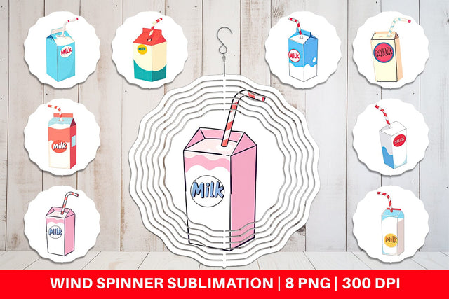 Wind Spinner Milk Box with Straw Sublimation artnoy 