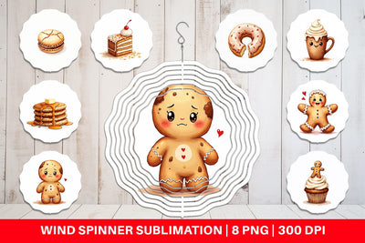 Wind Spinner Misfit Gingerbread Sweets & Treats Watercolor Sublimation artnoy 