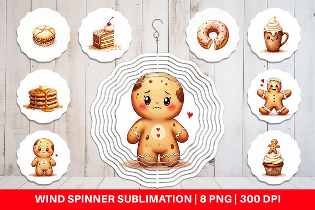 Wind Spinner Misfit Gingerbread Sweets & Treats Watercolor Sublimation artnoy 