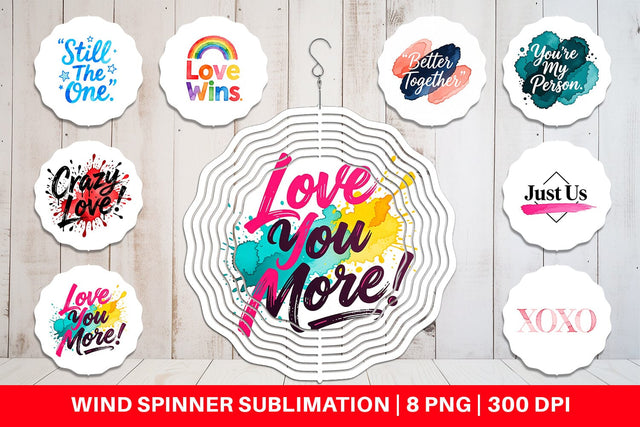 Wind Spinner Modern Love Notes Watercolor Sublimation artnoy 