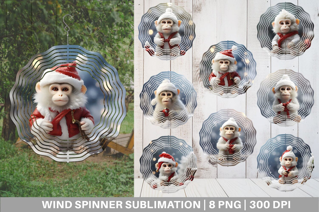 Wind Spinner Monkey Christmas - So Fontsy