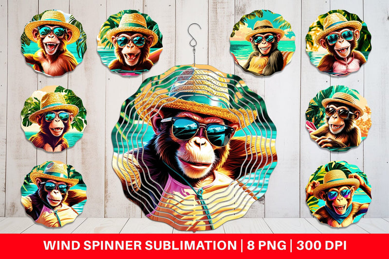 Wind Spinner Monkey in Summer Sublimation artnoy 