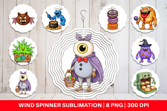 Wind Spinner Monster Halloween Bakery Sublimation artnoy 