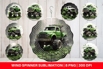 Wind Spinner Monster Truck Shamrocks Sublimation artnoy 