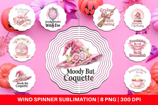 Wind Spinner Moody Coquette Spell Watercolor Sublimation artnoy 