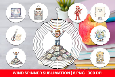 Wind Spinner Moody Desk Mascot Teacher Watercolor Sublimation artnoy 
