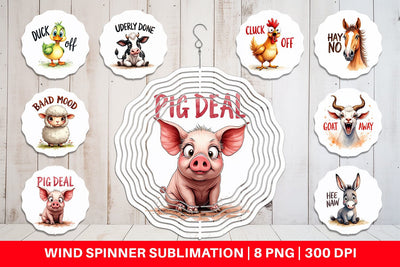 Wind Spinner Moody Farm Animal Watercolor Quotes Sublimation artnoy 