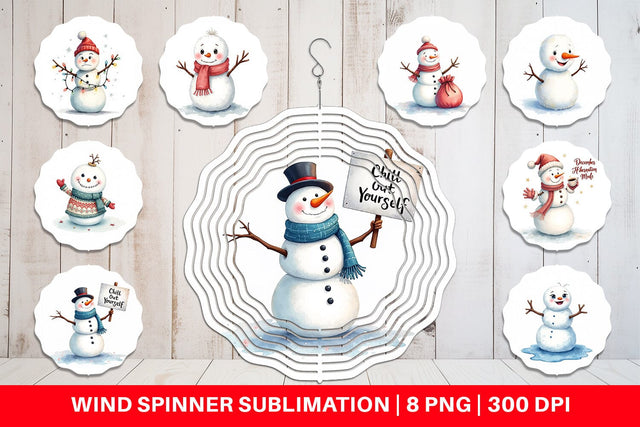 Wind Spinner Moody Snowmen Sublimation artnoy 