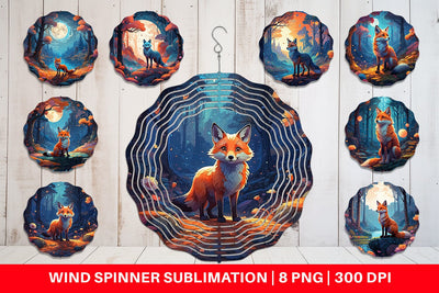 Wind Spinner Moonlit Woodland Fox Sublimation artnoy 