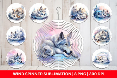Wind Spinner Mother Day Wolf Sleeping Sublimation artnoy 